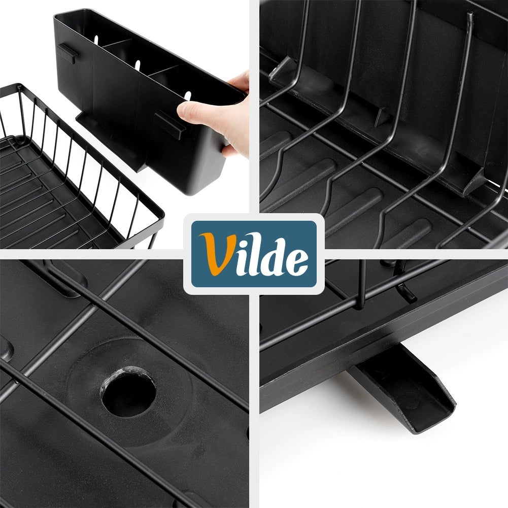 Two-Tier Metal Dish Rack, Black, 49.5x30x34 cm