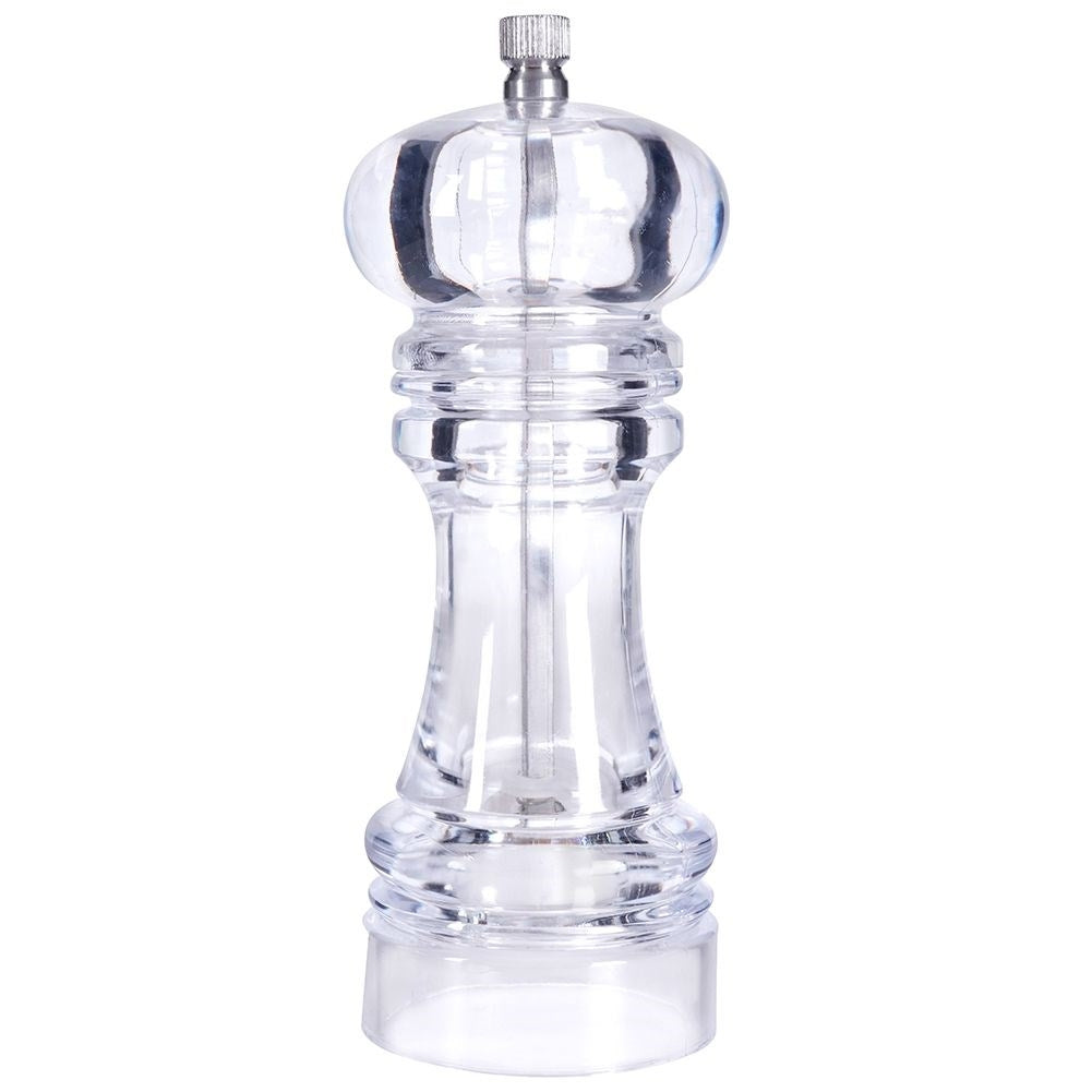 Two acrylic hand grinders for pepper & salt with ceramic grinding