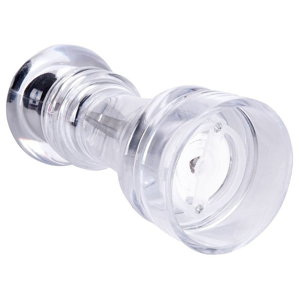 Two acrylic hand grinders for pepper & salt with ceramic grinding