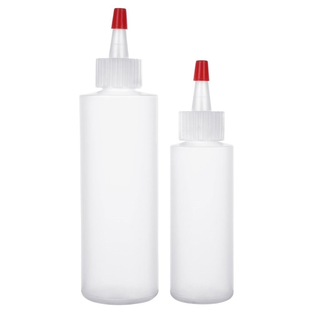 Two bottles for cake decoration, sauce dosage with lid