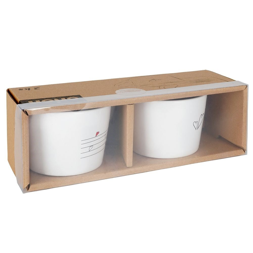 Two ceramic cups with heart decoration, dishwasher safe