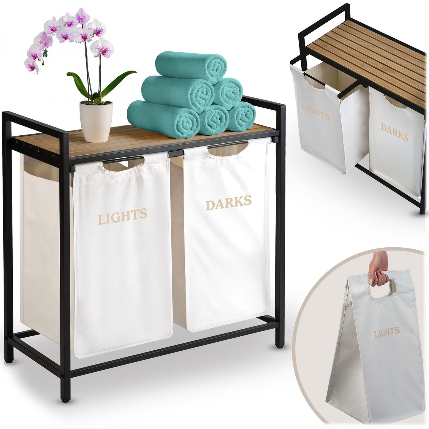 Two-chamber laundry basket on a 80 l frame Massido