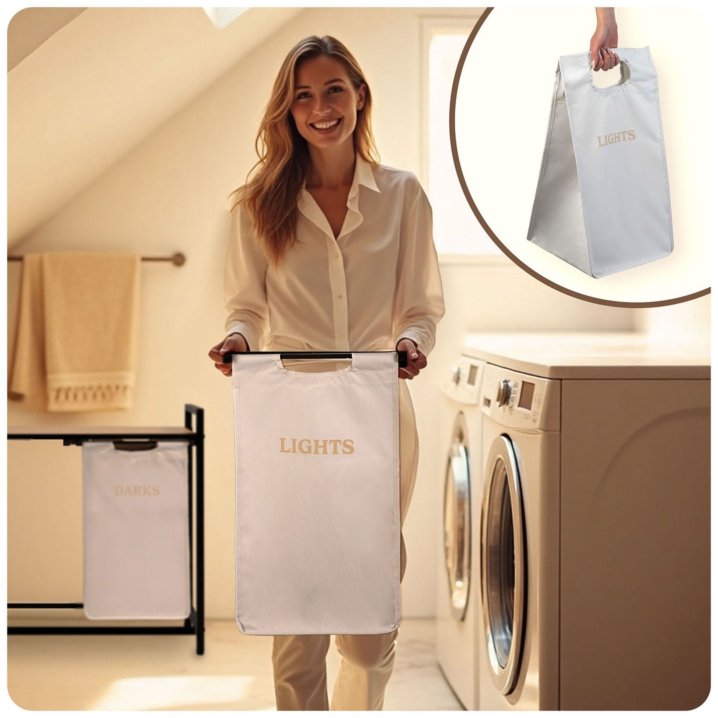 Two-chamber laundry basket on a 80 l frame Massido