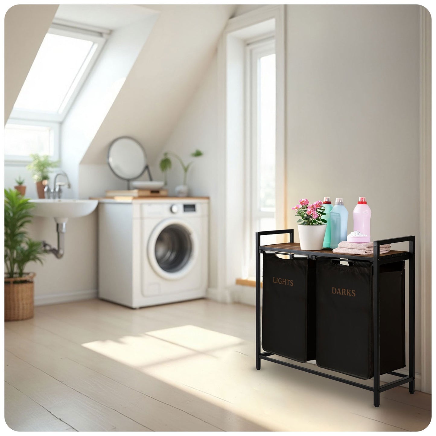 Two-chamber laundry basket on a 80 l frame Massido