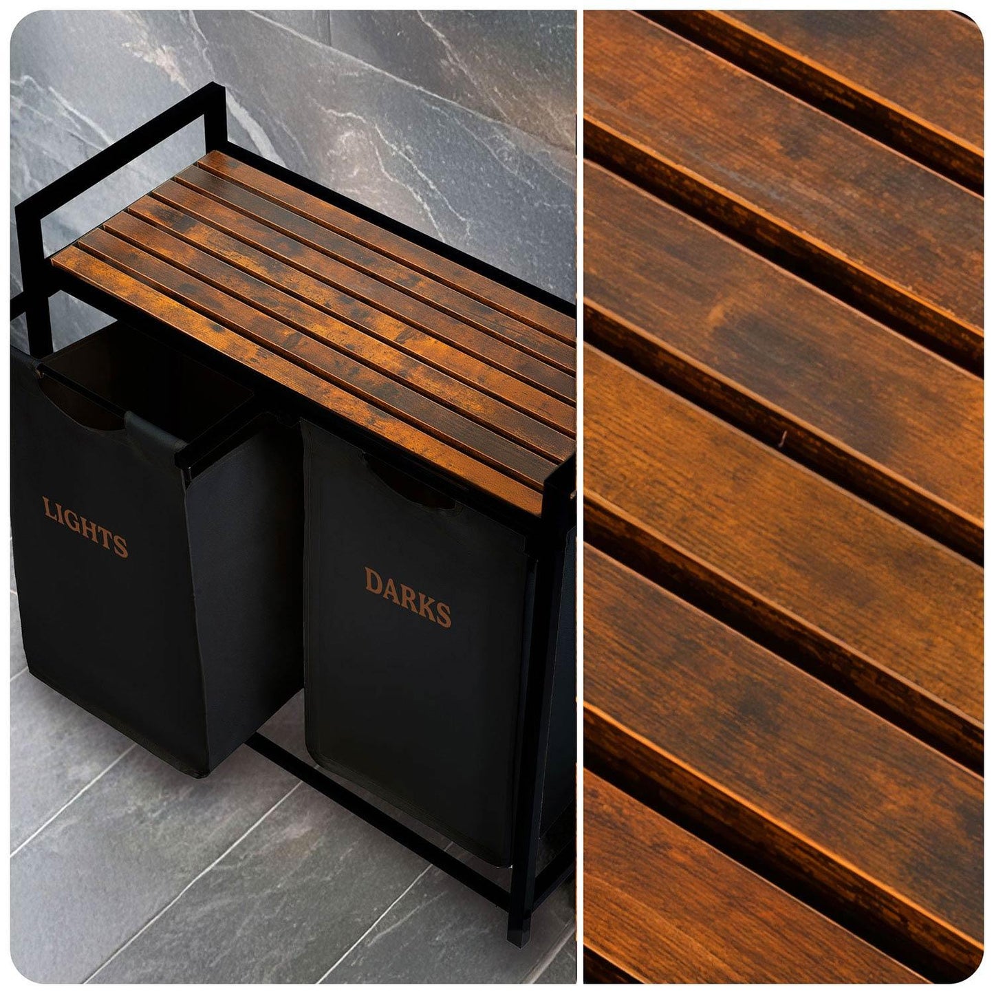 Two-chamber laundry basket on a 80 l frame Massido