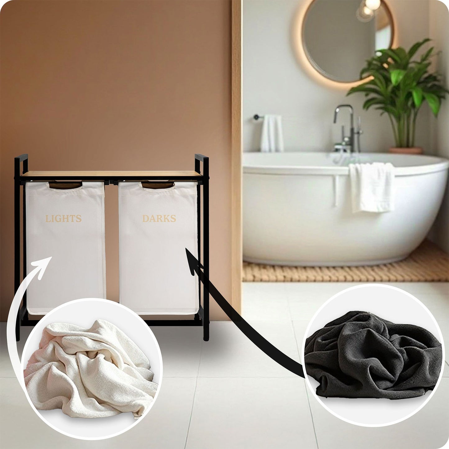 Two-chamber laundry basket on a 80 l frame Massido