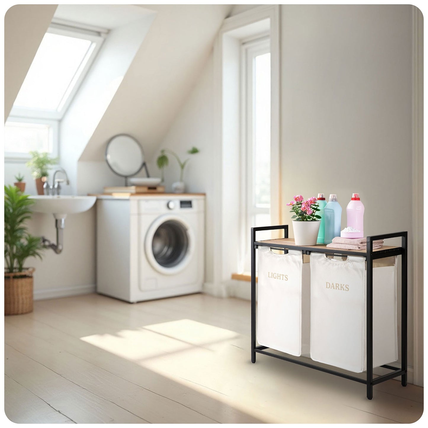Two-chamber laundry basket on a 80 l frame Massido