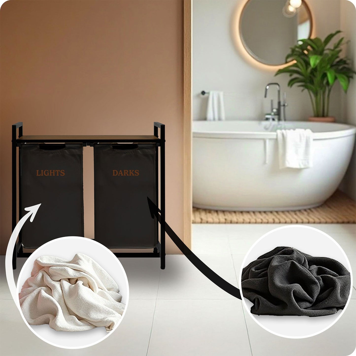 Two-chamber laundry basket on a 80 l frame Massido