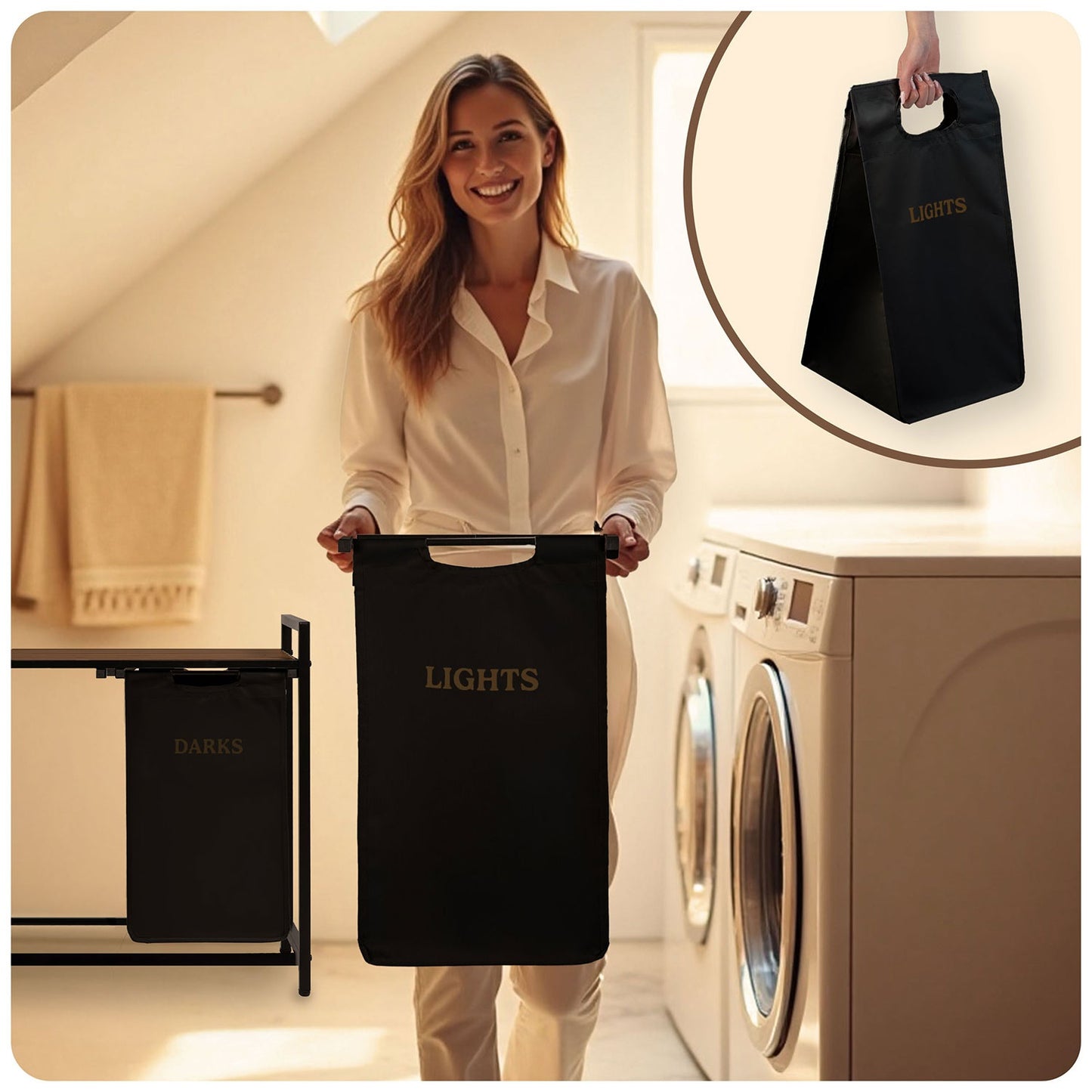 Two-chamber laundry basket on a 80 l frame Massido
