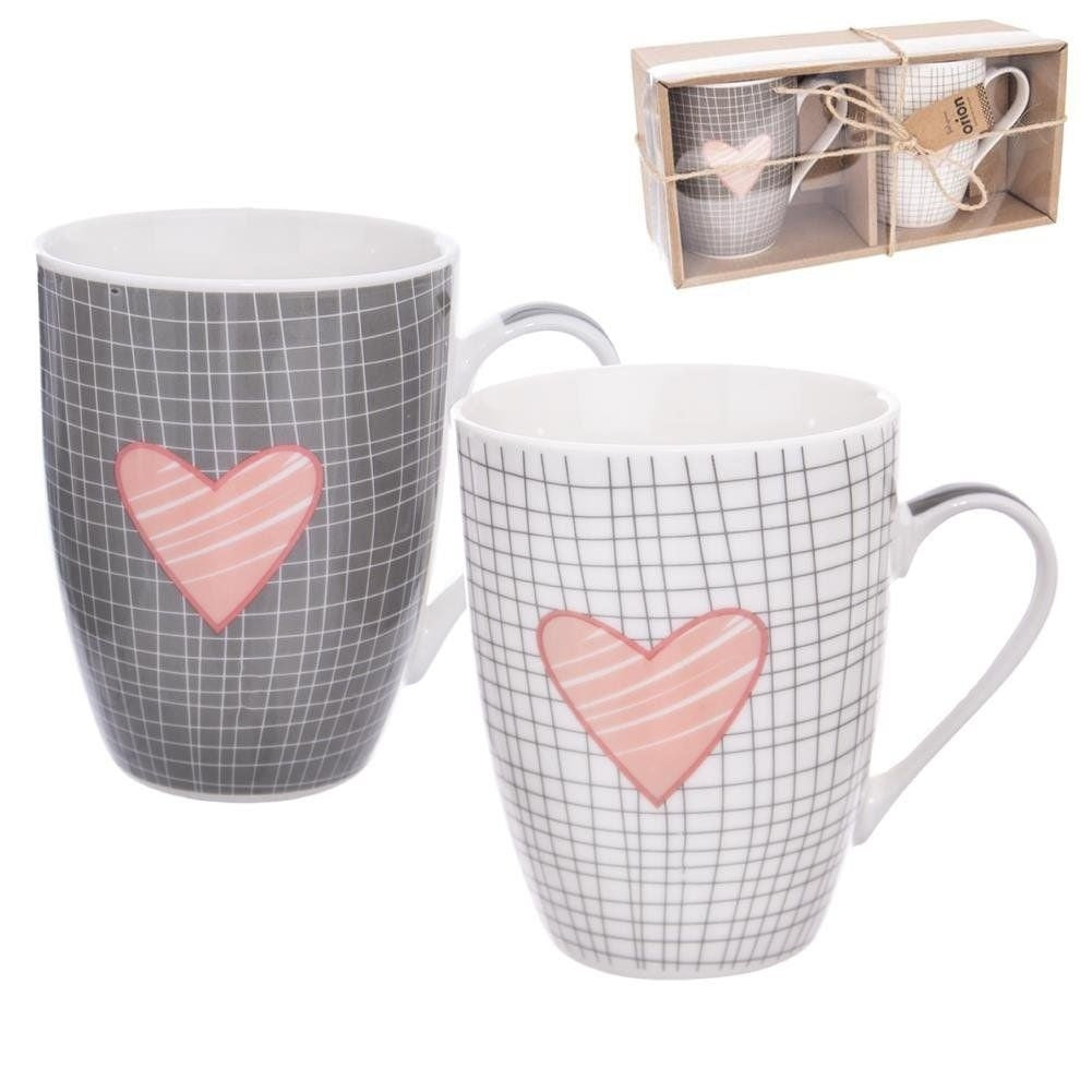 Two comfortable porcelain heart mugs - perfect gift!
