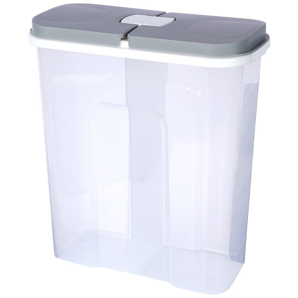 Two-compartment container for dry food with dosing lid