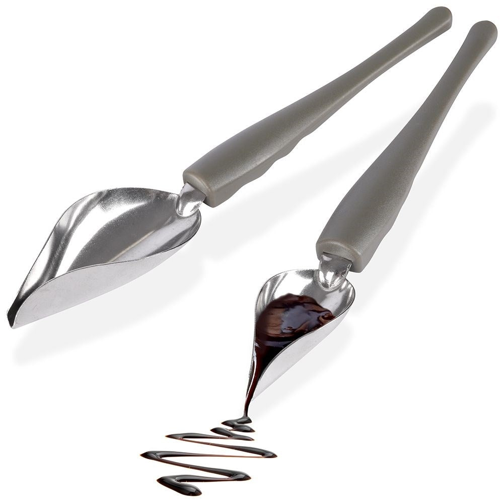 Two decorative spoons 20cm & 18cm for sauces, stainless steel