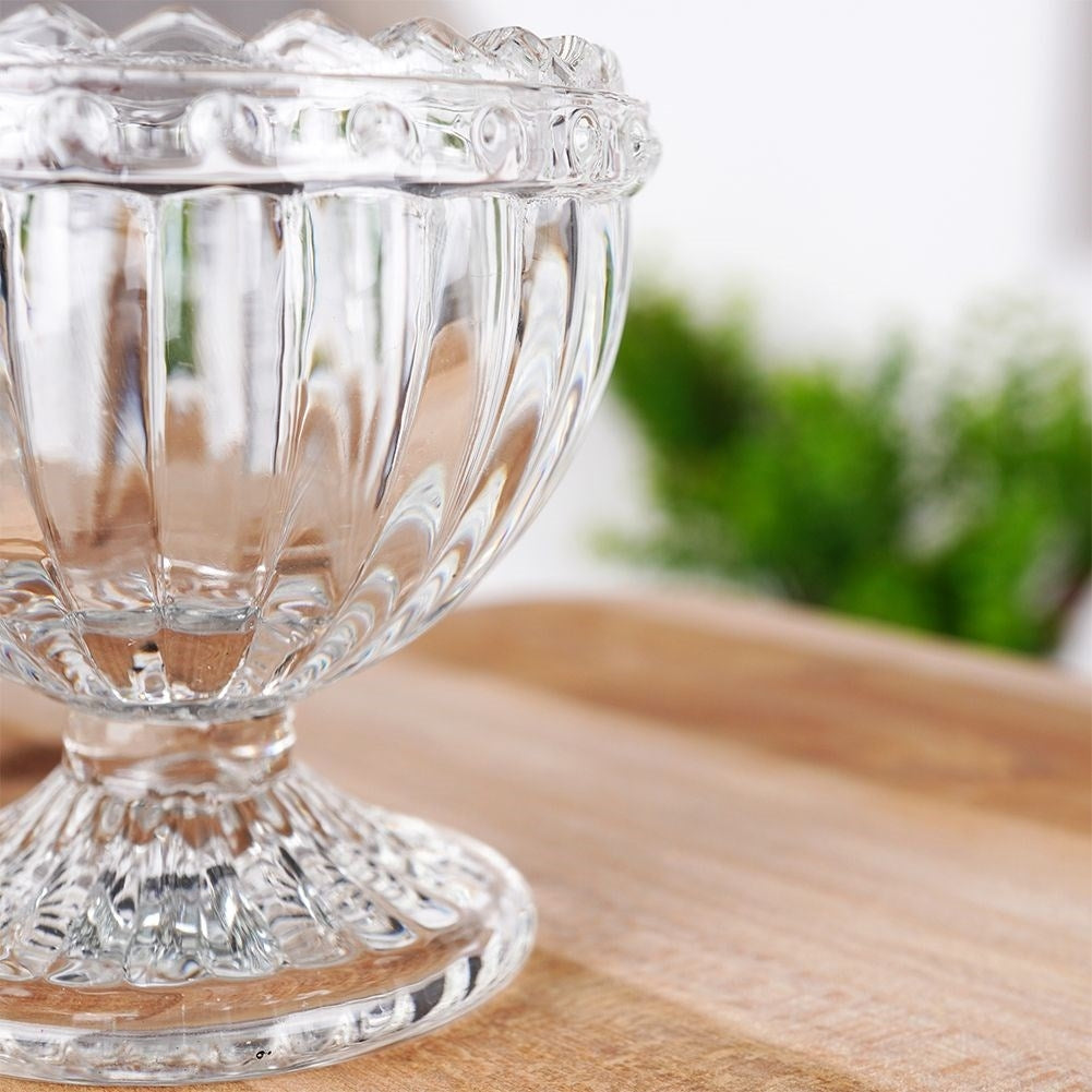 Two elegant glass egg cups, dishwasher safe
