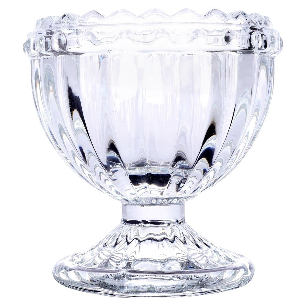 Two elegant glass egg cups, dishwasher safe