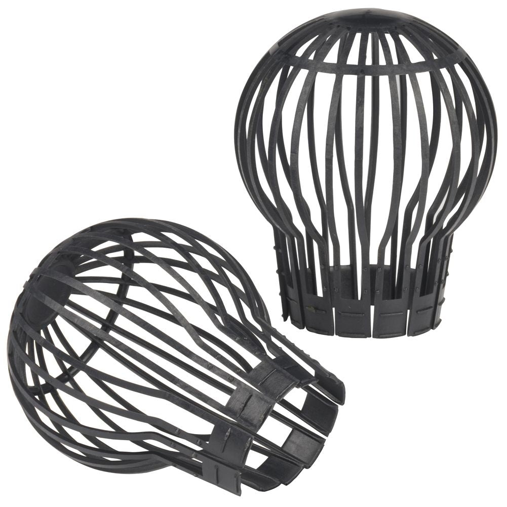 Two flexible gutter filters protect downspouts from dirt