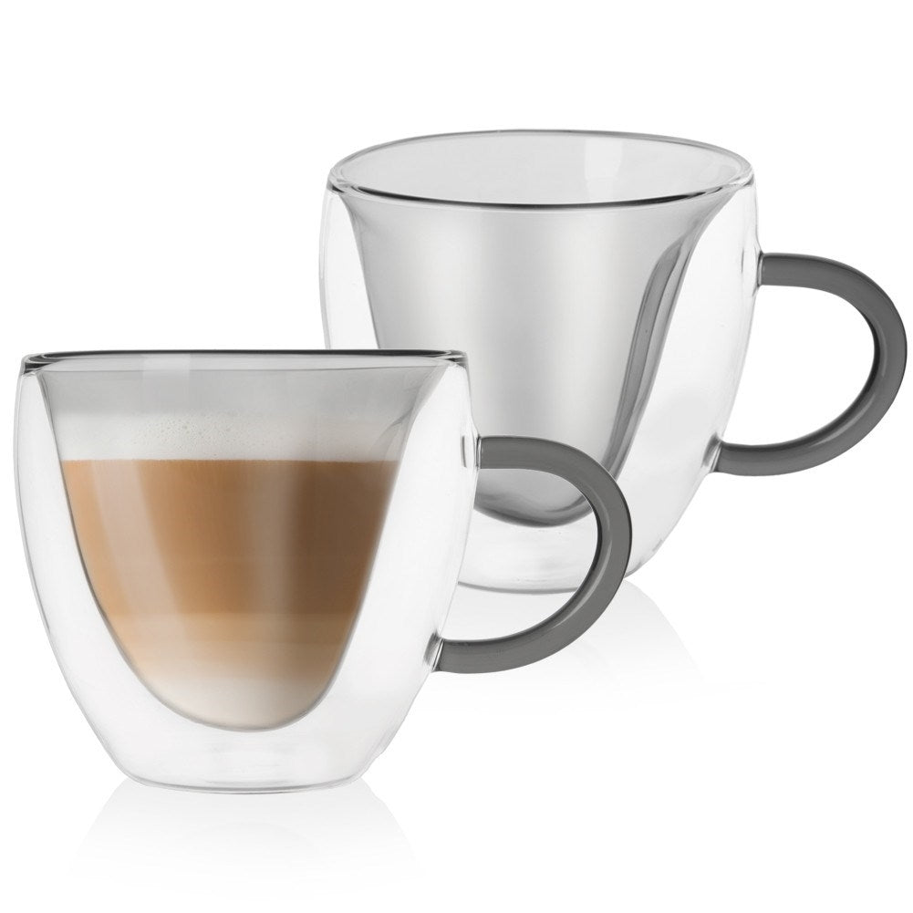 Two heat-resistant glasses with a heart, 280 ml - Perfect for coffee/tea
