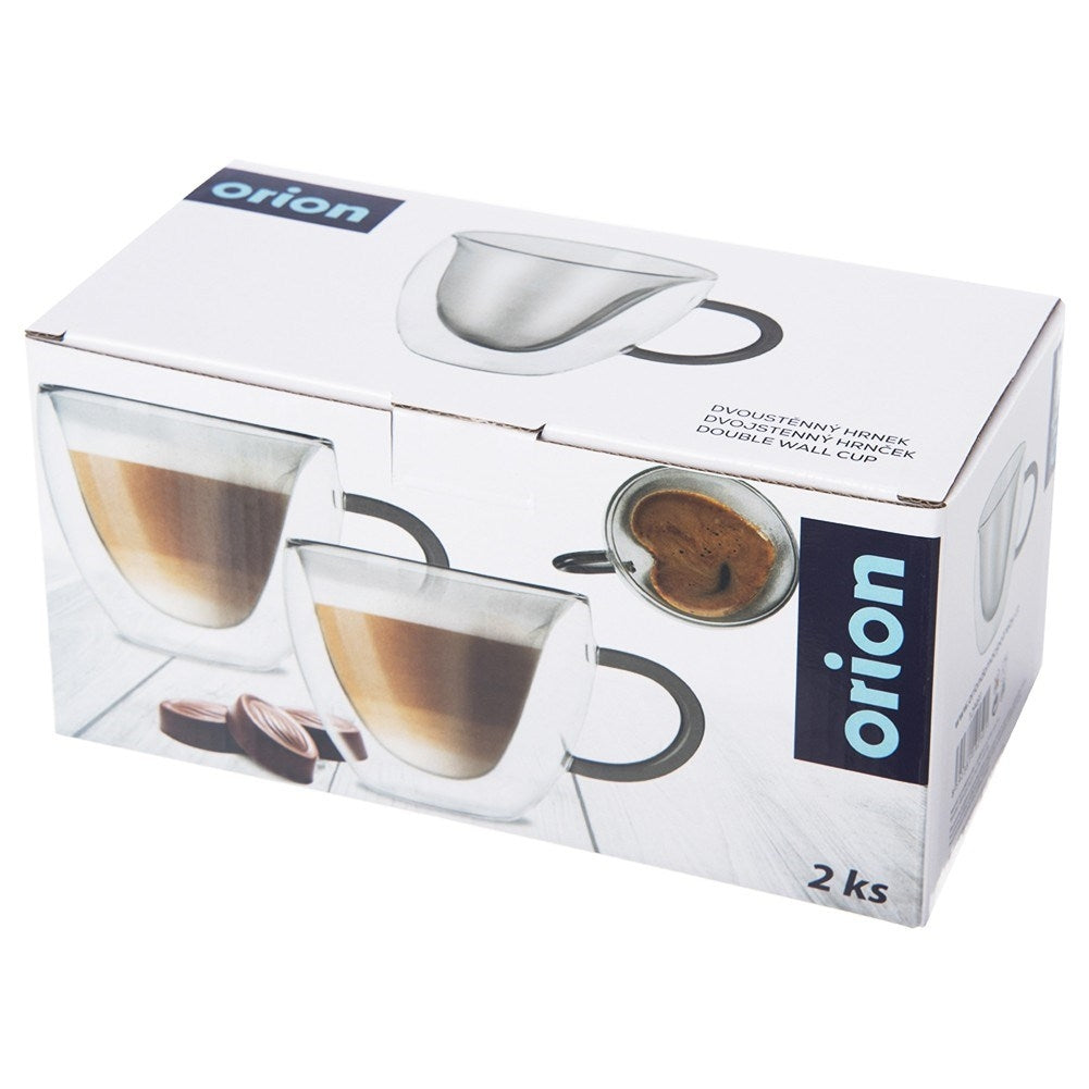 Two heat-resistant glasses with a heart, 280 ml - Perfect for coffee/tea