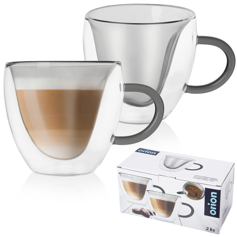 Two heat-resistant glasses with a heart, 280 ml - Perfect for coffee/tea