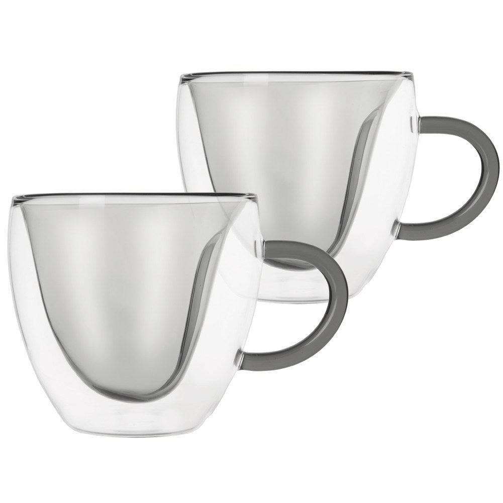Two heat-resistant glasses with a heart, 280 ml - Perfect for coffee/tea