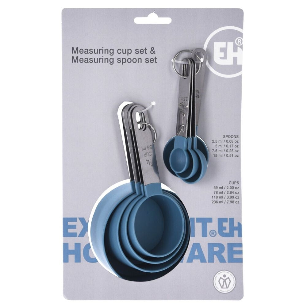 Two kitchen sets: 4 measuring spoons + 4 measuring cups