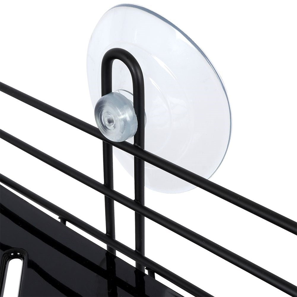 Two-level bathroom shelf in stainless steel with suction cups