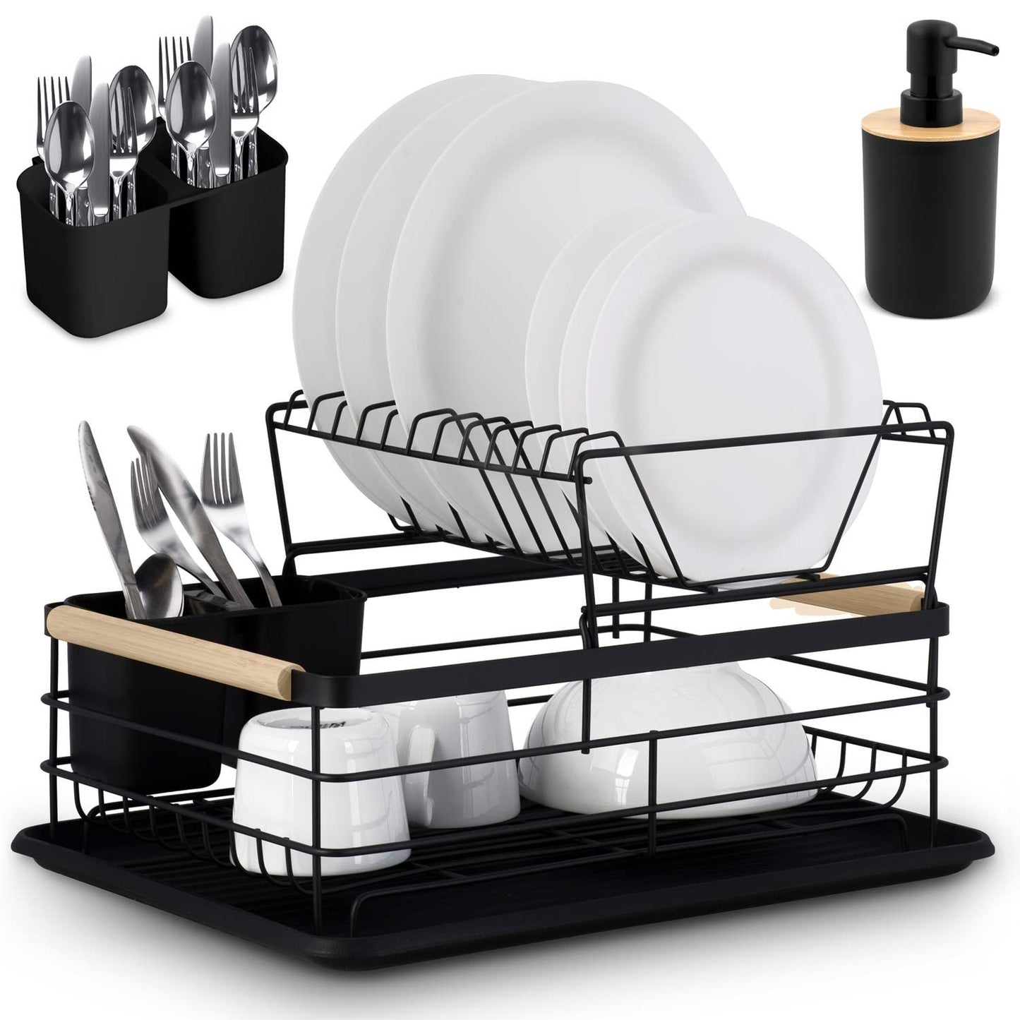 Two-level dish dryer MS-601 Massido, black
