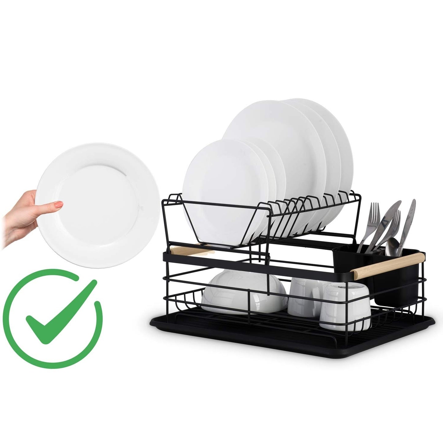 Two-level dish dryer MS-601 Massido, black