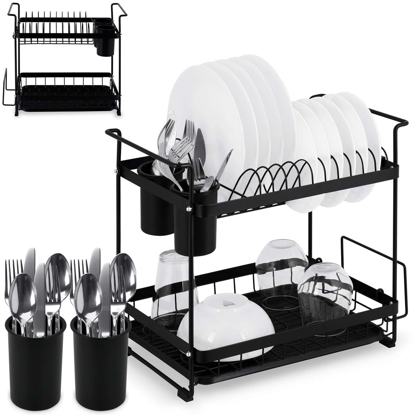 Two-level dish dryer MS-602 Massido, black