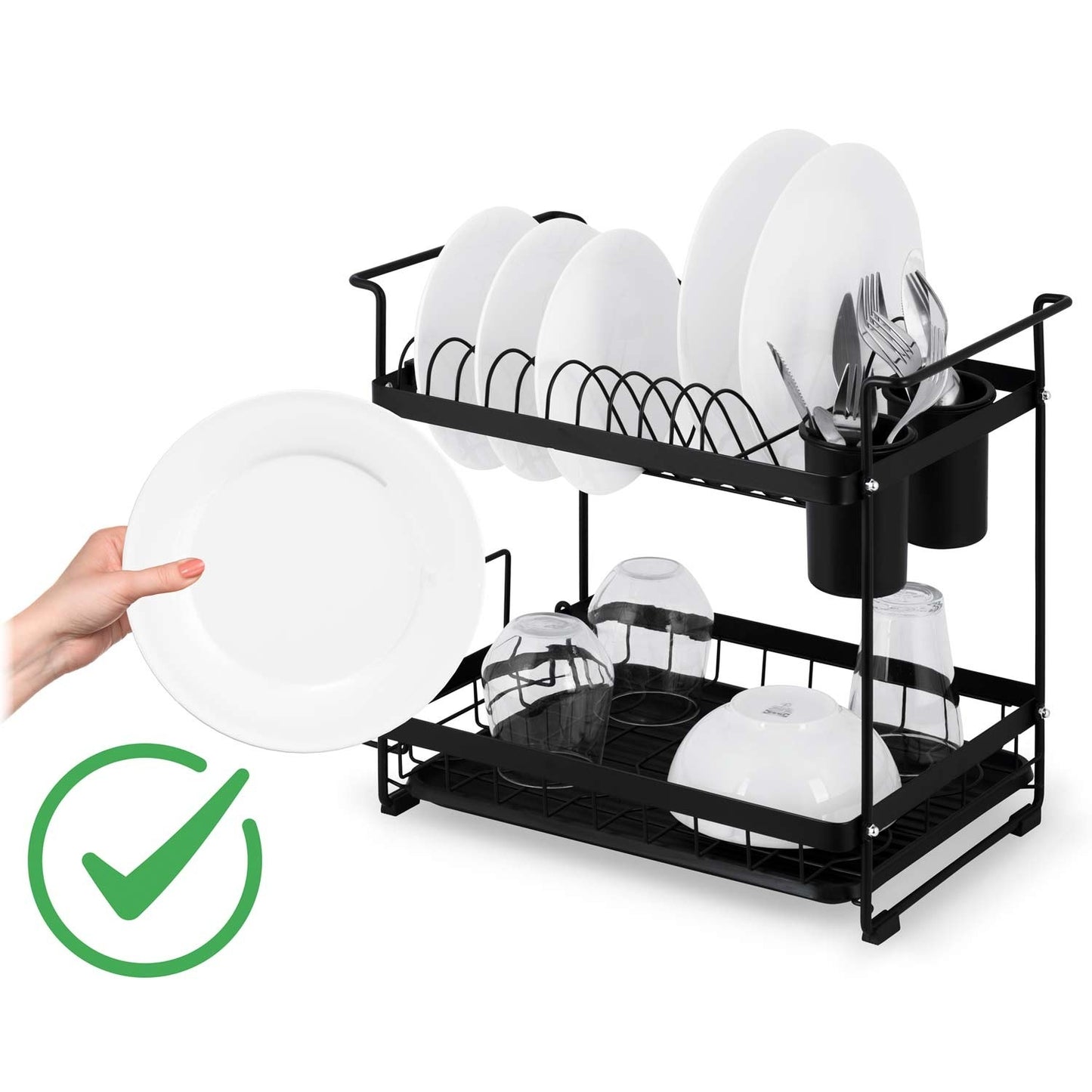 Two-level dish dryer MS-602 Massido, black