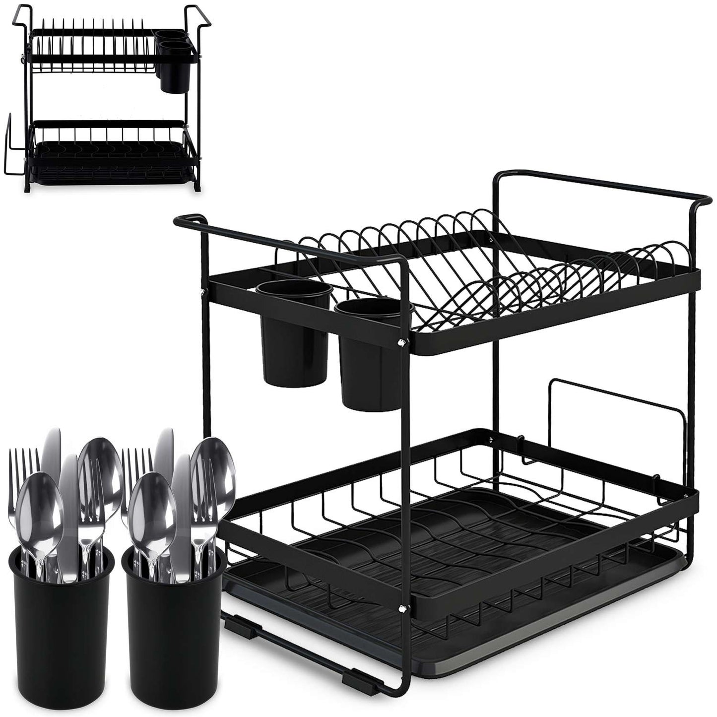 Two-level dish dryer MS-602 Massido, black