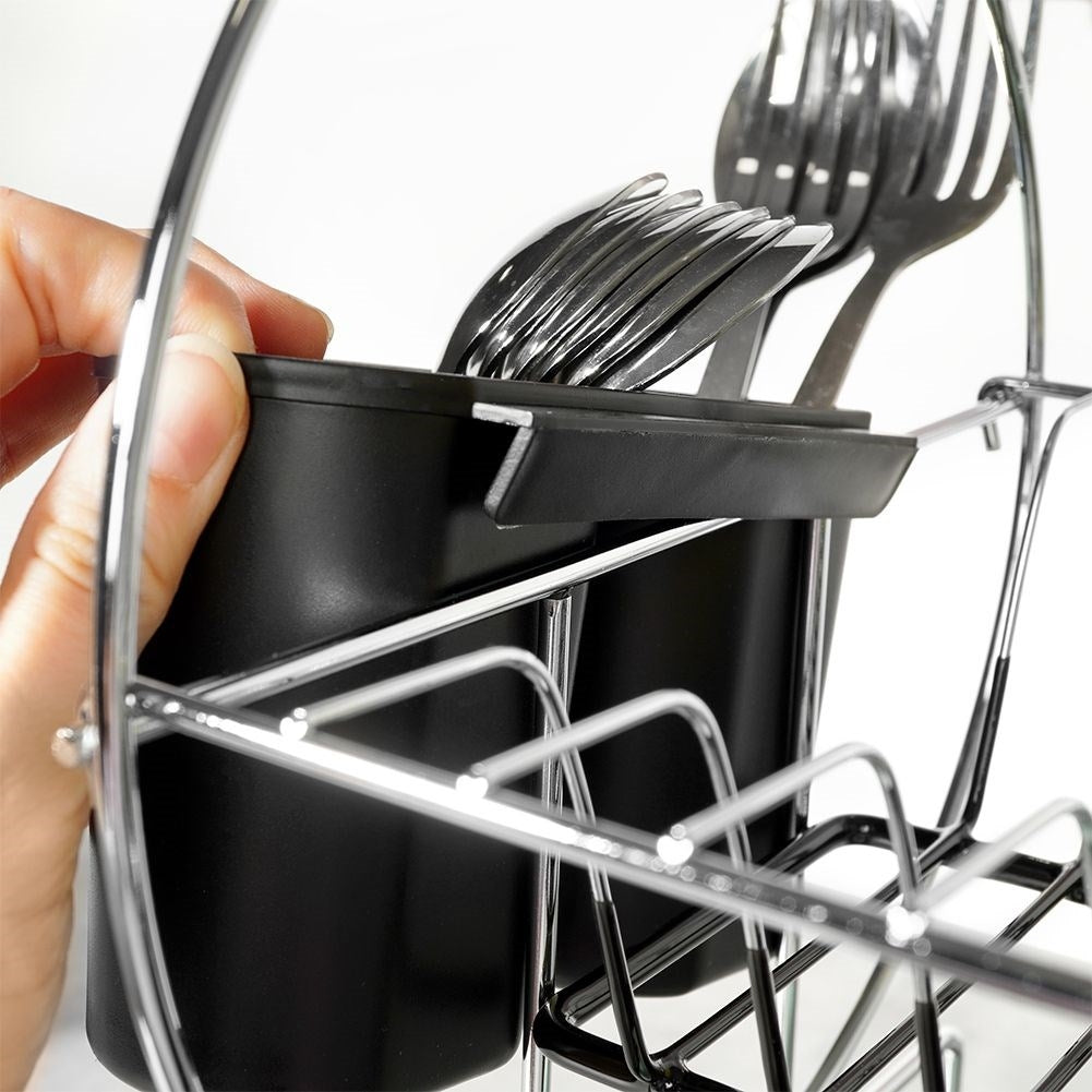 Two-level dish rack for plates, mugs and cutlery