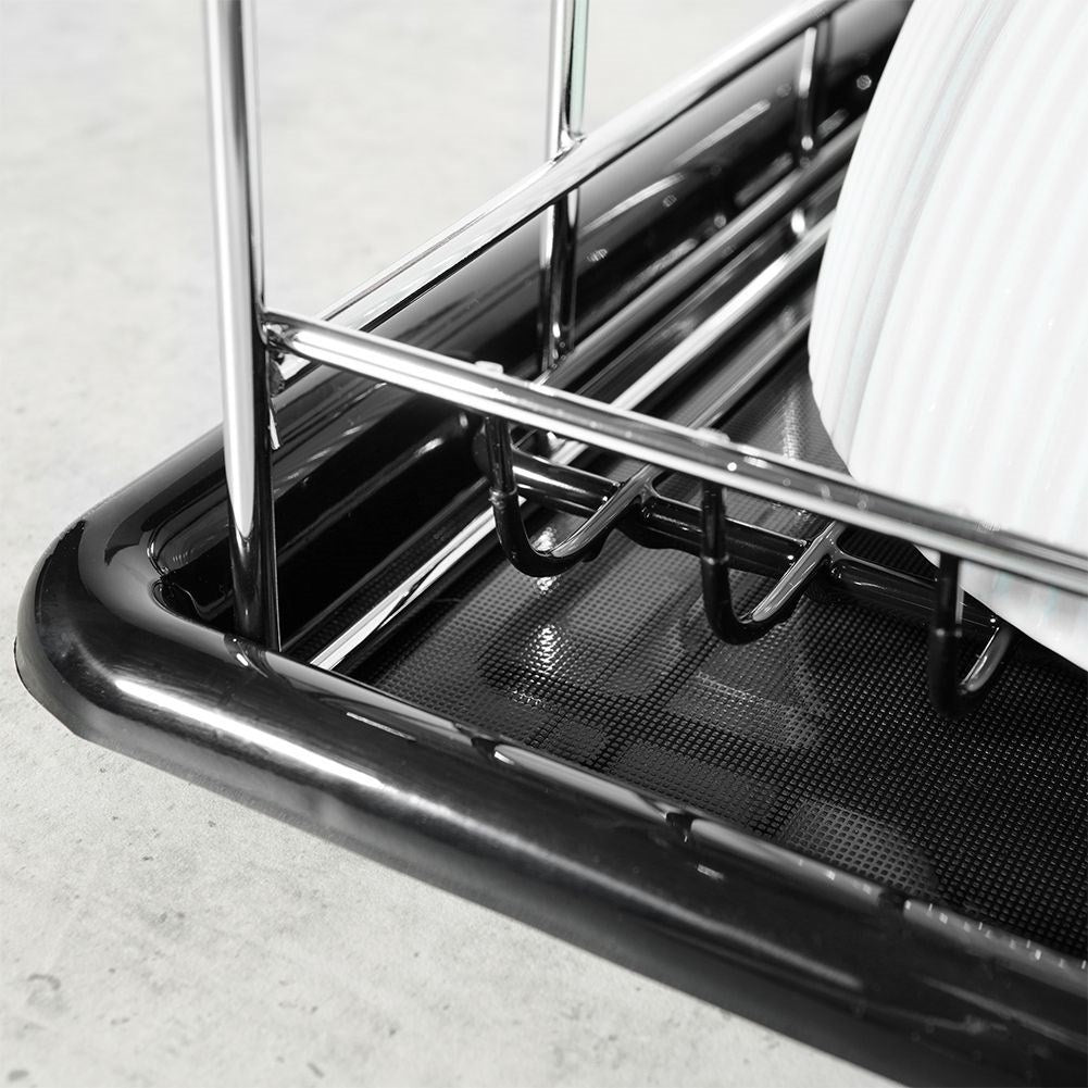 Two-level dish rack for plates, mugs and cutlery