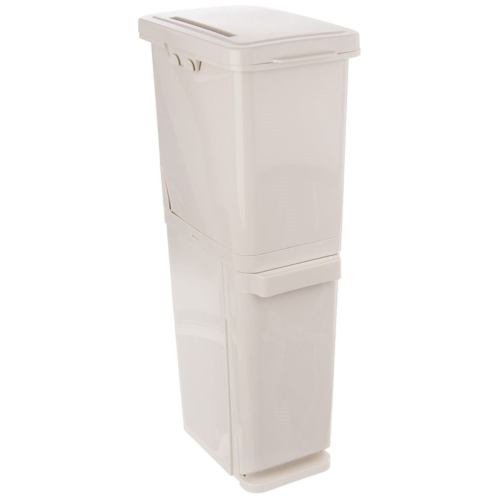 Two-level sorting basket in beige plastic, 17.5L per basket