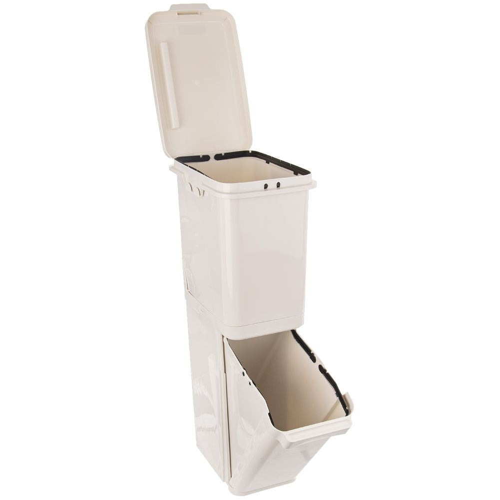 Two-level sorting basket in beige plastic, 17.5L per basket
