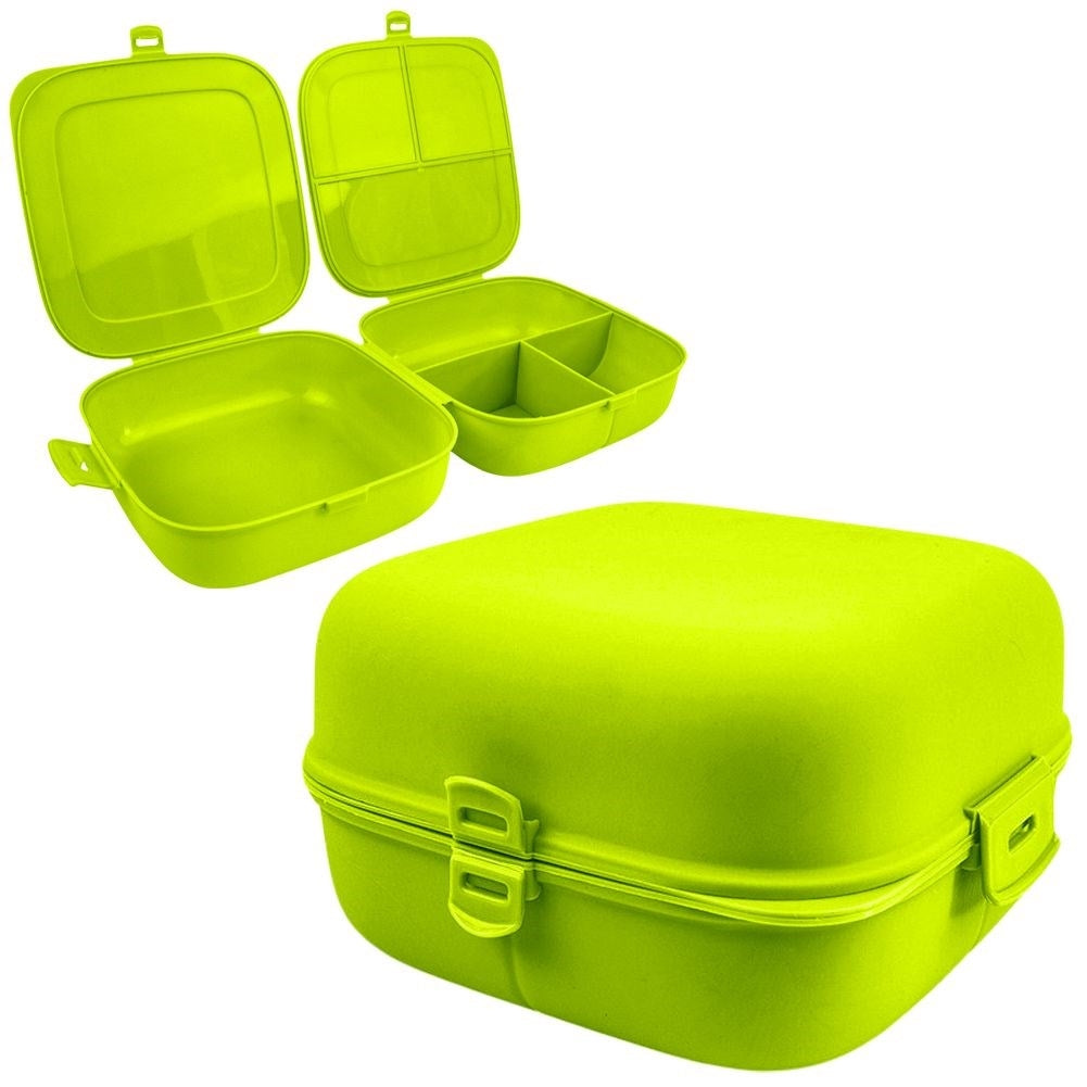 Two-part lunch box with lid and divided container