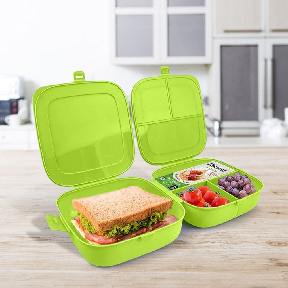 Two-part lunch box with lid and divided container