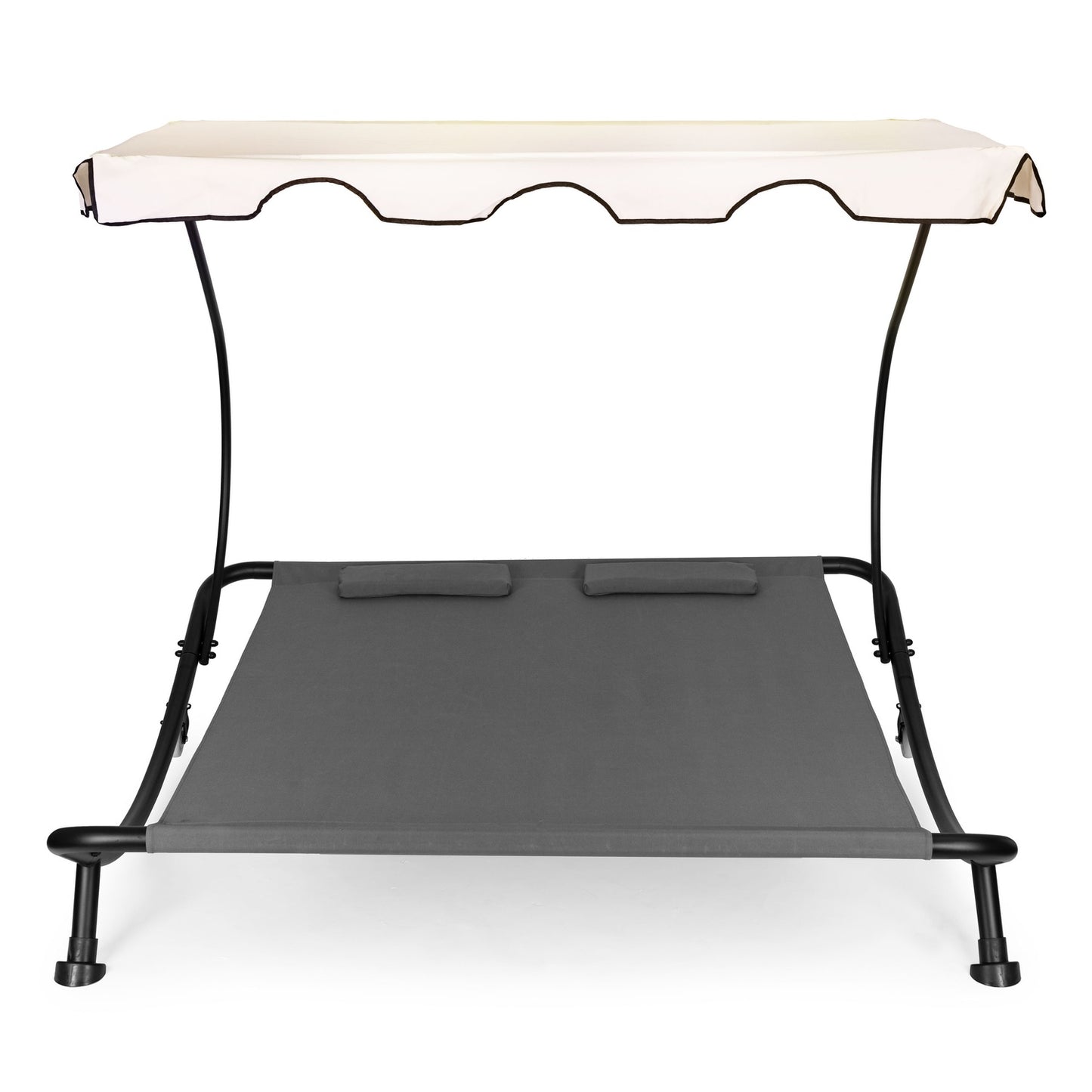 Two-seater garden lounger with an adjustable roof, gray hammock by ModernHome