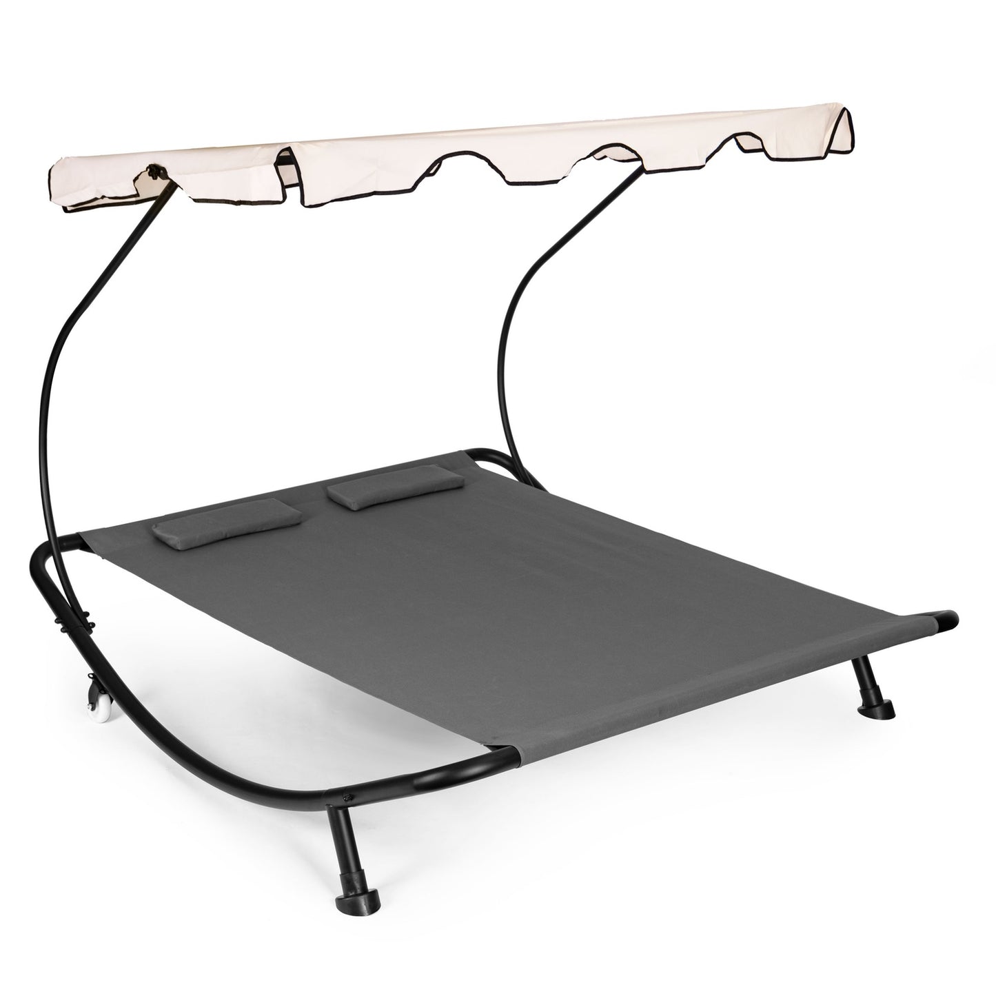 Two-seater garden lounger with an adjustable roof, gray hammock by ModernHome