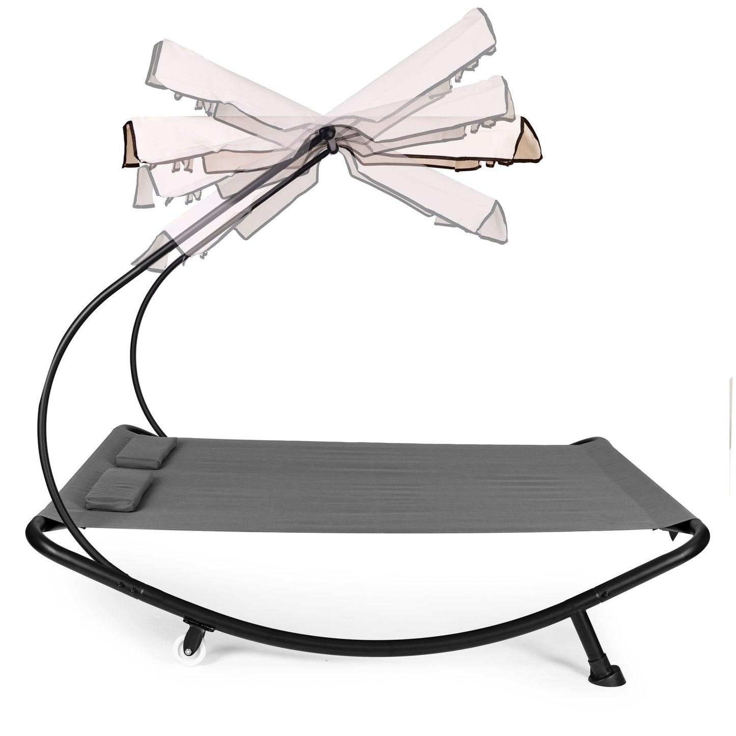 Two-seater garden lounger with an adjustable roof, gray hammock by ModernHome