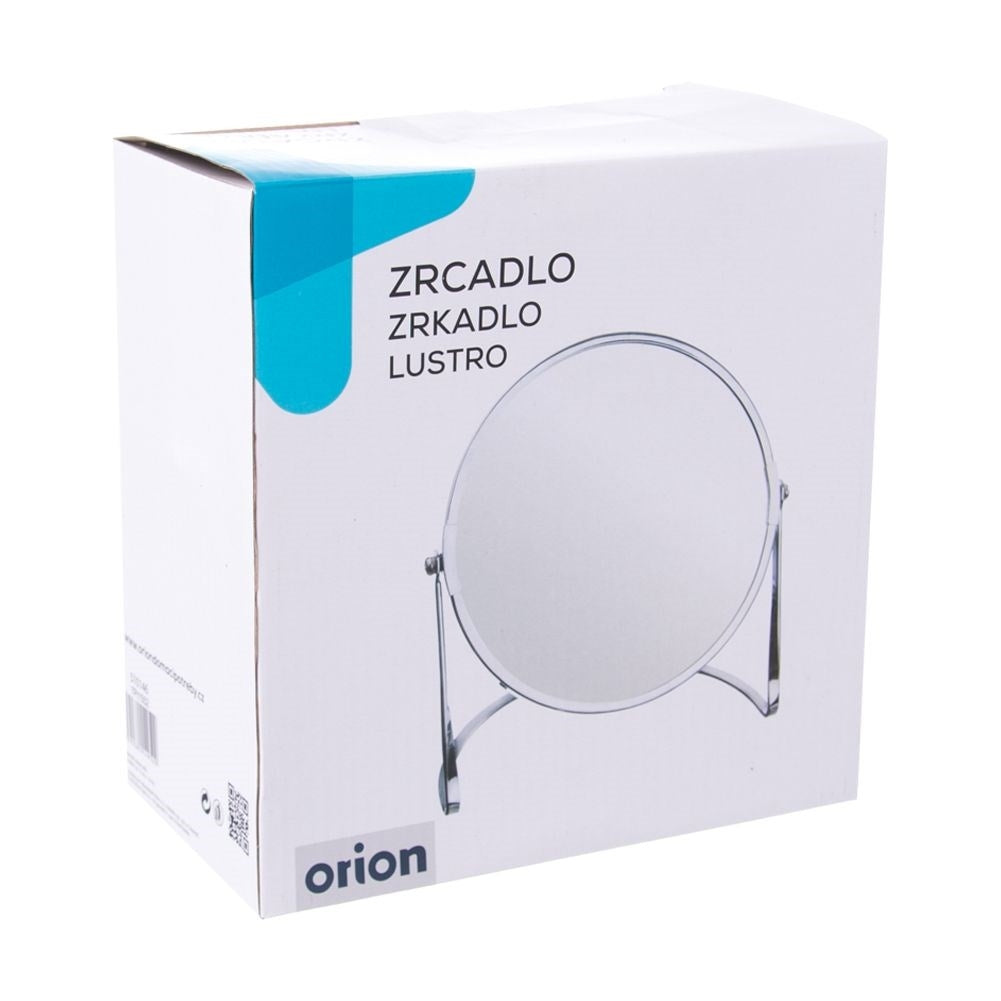Two-sided make-up mirror with silver frame and magnifying function
