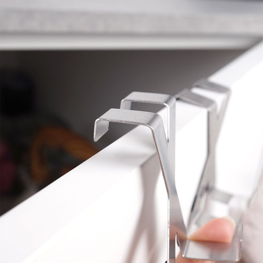 Two stainless steel double door hooks, easy installation