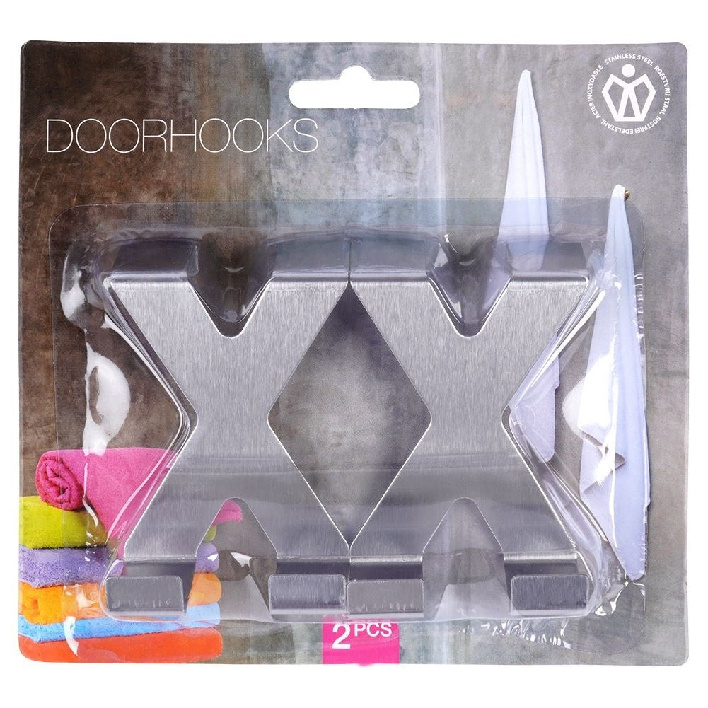Two stainless steel double door hooks, easy installation