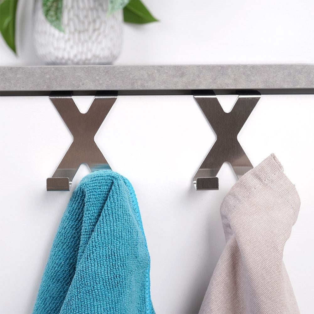 Two stainless steel double door hooks, easy installation