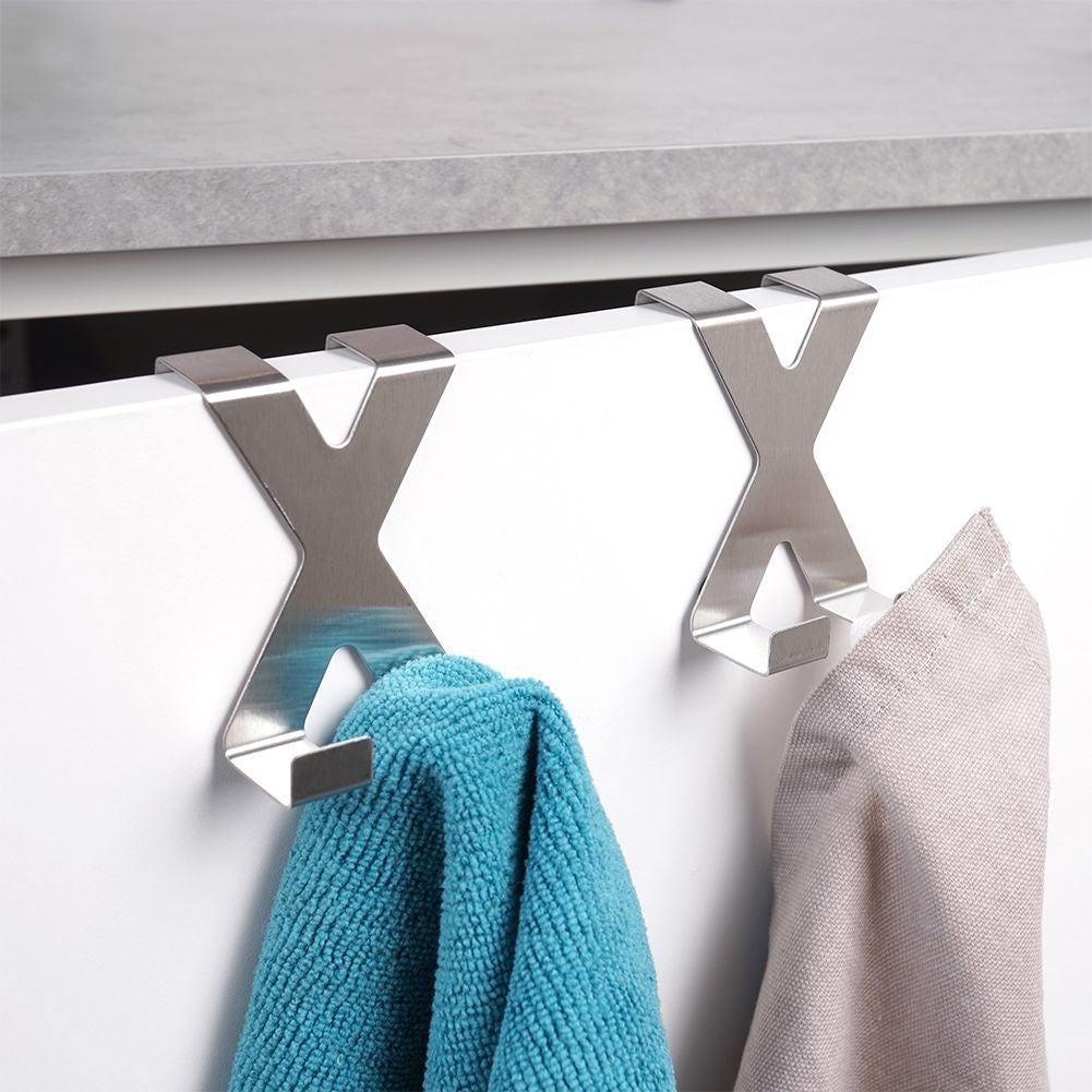 Two stainless steel double door hooks, easy installation