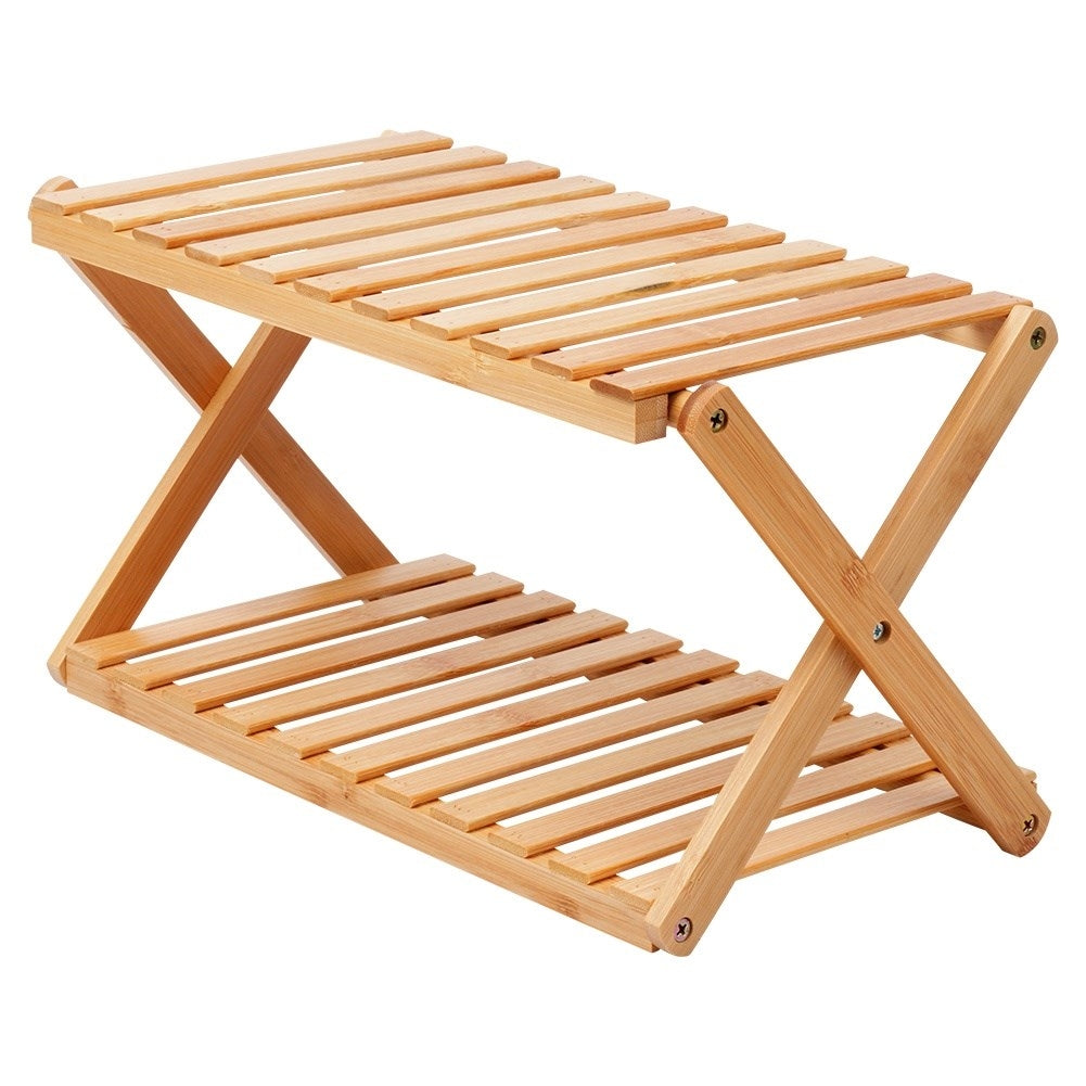 Two-story bamboo shelf for kitchen, bathroom & office