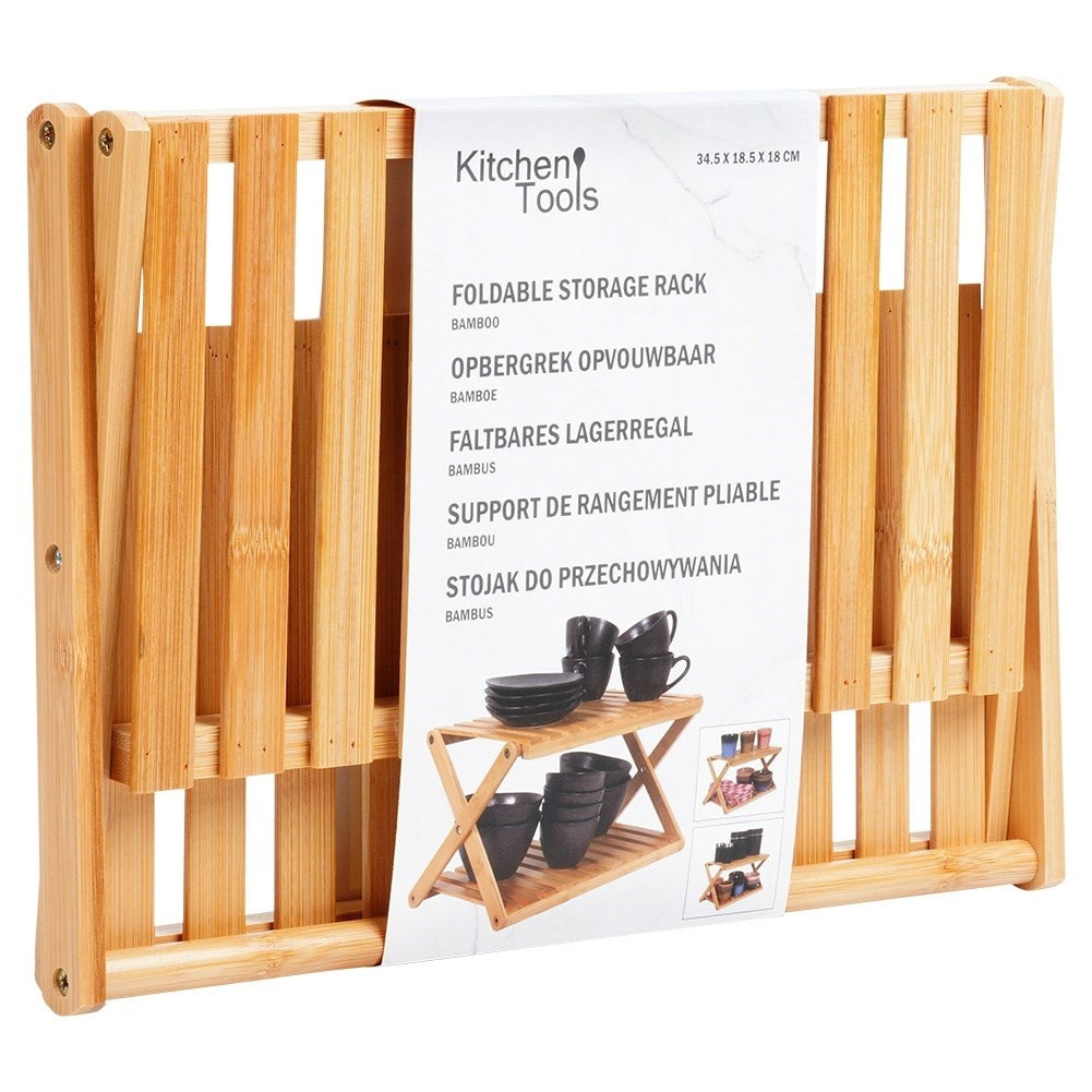 Two-story bamboo shelf for kitchen, bathroom & office