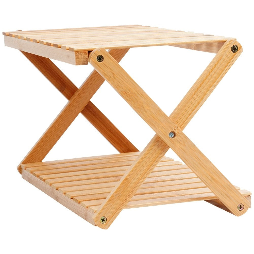 Two-story bamboo shelf for kitchen, bathroom & office