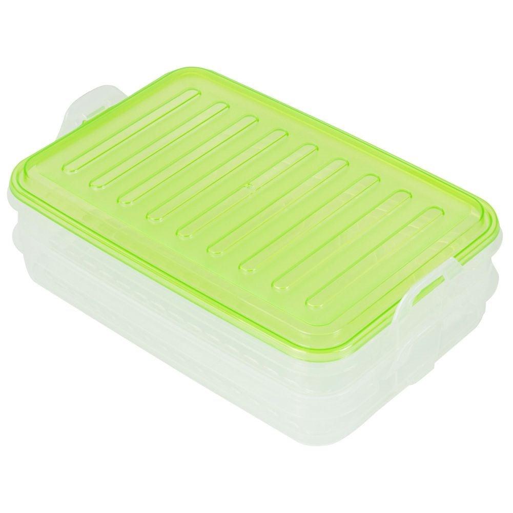 Two-story container for cold cuts, cheese and vegetables