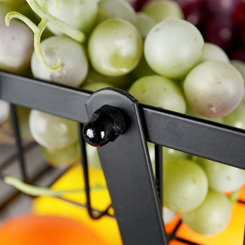 Two-story fruit basket in black industrial metal