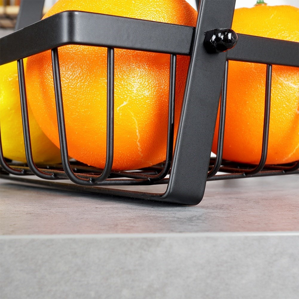 Two-story fruit basket in black industrial metal